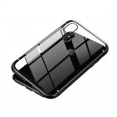 Husa protectie iPhone X/XS magnetica, din sticla securizata, Gonga® - Negru