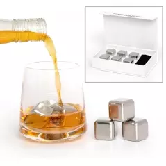 Set 6 cuburi pentru racire bauturi, din otel inoxidabil, Gonga® - Argintiu